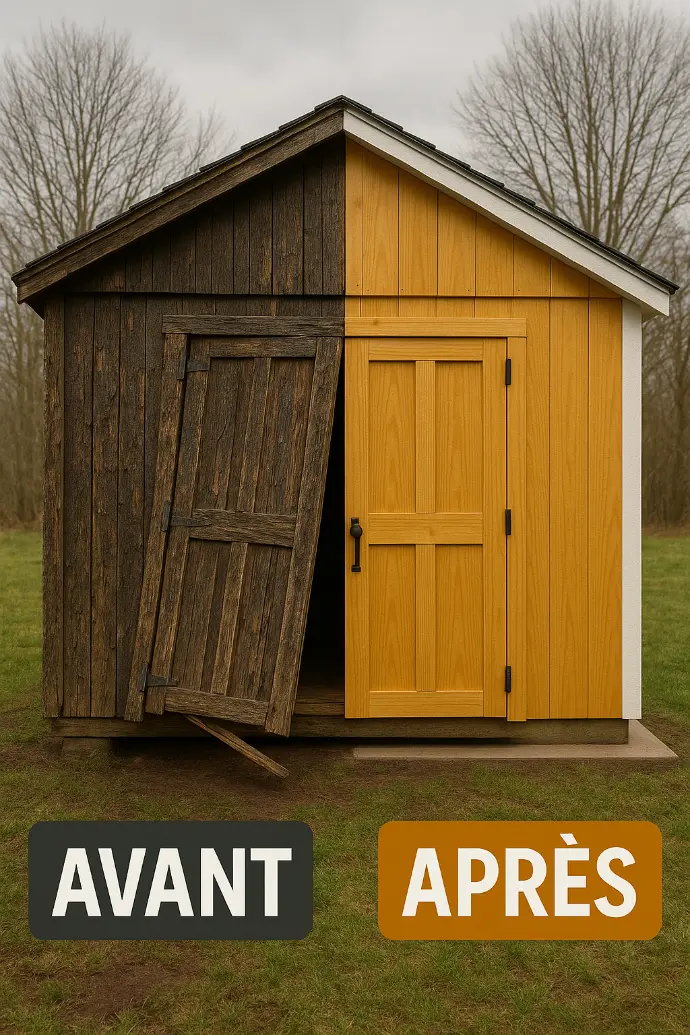 Avant après réparation cabanon